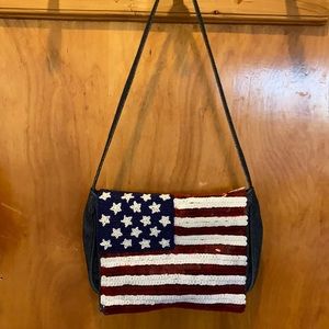 Sequin/beaded American Flag Denim Small Purse